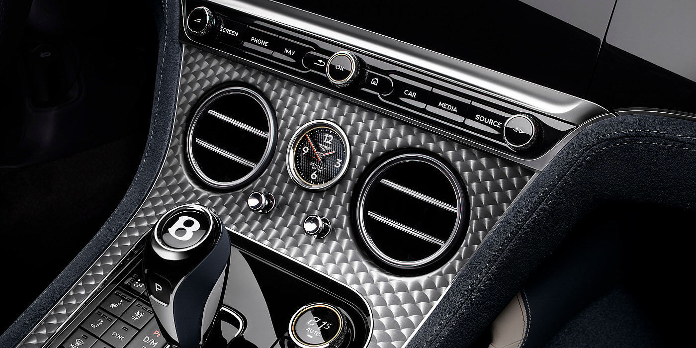 Bentley Newcastle Bentley Continental GTC Speed convertible front interior engine spin veneer detail
