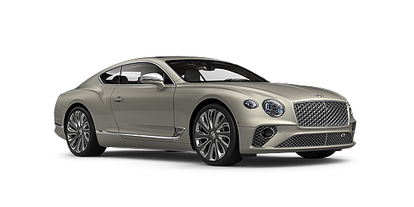 Bentley Newcastle Bentley GT Mulliner coupe in White Sand paint front 34